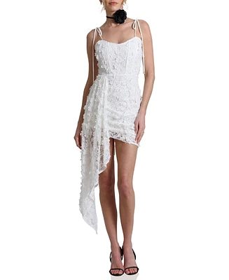 Avec Les Filles Women's Lace Applique Asymmetrical Dress