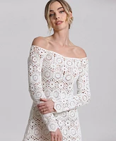 Avec Les Filles Women's Crocheted Off-The-Shoulder Mini Dress