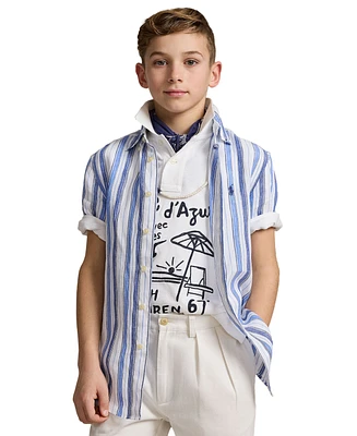 Polo Ralph Lauren Big Boys Striped Linen Short-Sleeve Shirt