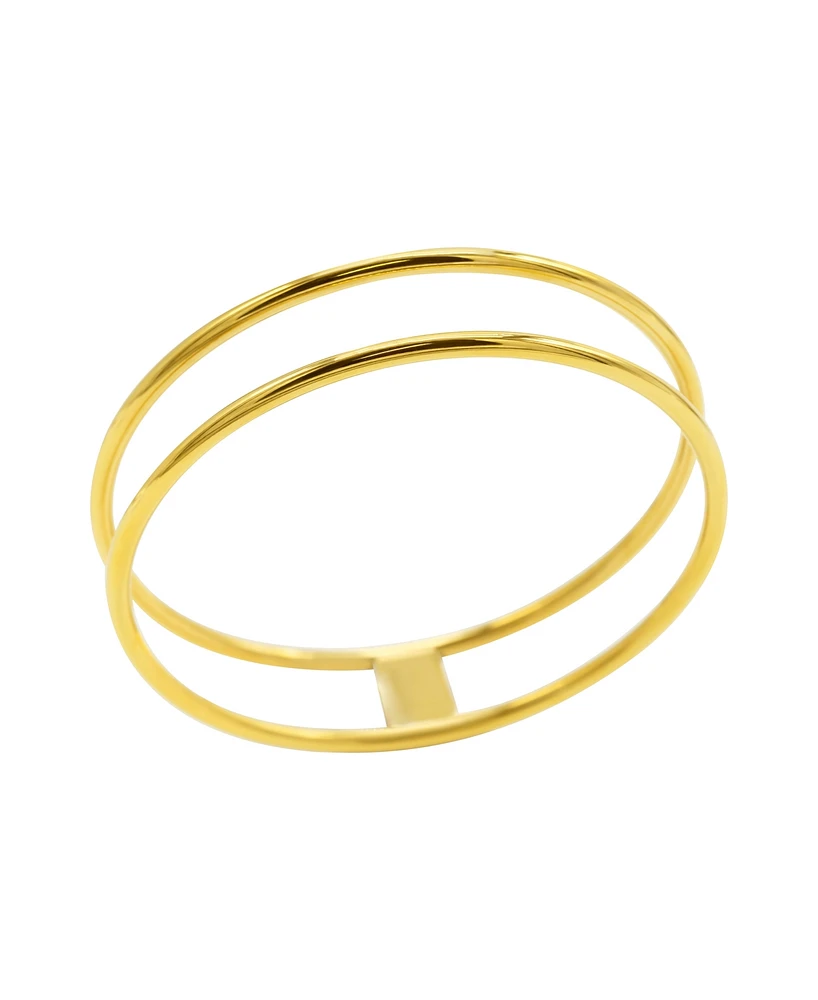 Adornia Tarnish Resistant 14K Gold-Plated Stainless Steel Double Row Bangle Bracelet