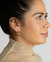 Adornia 14K Gold-Plated Domed Oval Hoop Earrings