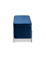 Baxton Studio Rockwell Contemporary Glam and Luxe Velvet Fabric Upholstered and Finished Metal Storage Bench