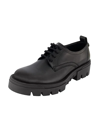 Karl Lagerfeld Paris Men's Leather Plain Toe Derby On Lug Sole Shoes