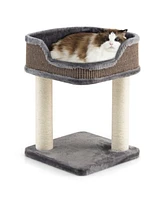 Sugift Multi-Level Cat Climbing Tree with Scratching Posts and Large Plush Perch