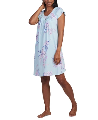 Miss Elaine Women's Gathered Floral Nightgown