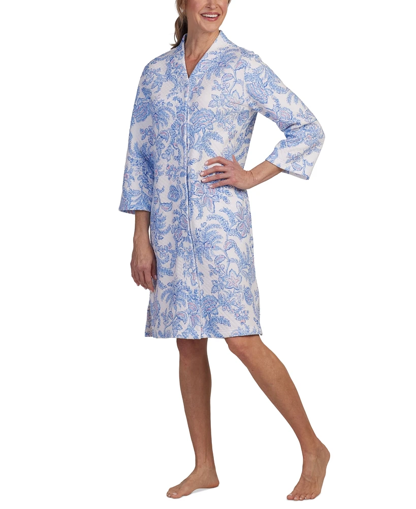 Miss Elaine Women's Quilted Floral Snap-Front Robe