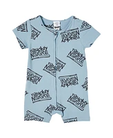 Cotton On Baby Boys and Girls Naughty by Nature Short Sleeve Zip Romper