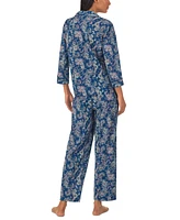 Lauren Ralph Lauren Women's 2-Pc. 3/4-Sleeve Printed Pajamas Set