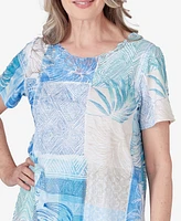 Alfred Dunner Petite Hyannisport Patchwork Leaf and Lace T-Shirt