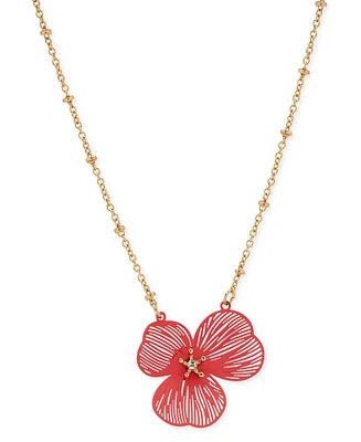 lonna & lilly Gold-Tone Openwork Flower Pendant Necklace, 16" + 3" extender