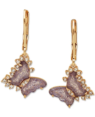 lonna & lilly Gold-Tone Pave & Color Butterfly Drop Earrings