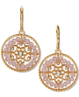 lonna & lilly Gold-Tone Pave Bead Flower Round Drop Earrings