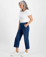 Style & Co Petite High-Rise Cropped Wide-Leg Jeans, Created for Macy's