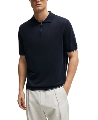 Boss by Hugo Men's Zip-Neck Polo Sweater