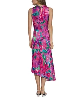 Maggy London Women's Floral Cowlneck Asymmetric Dress