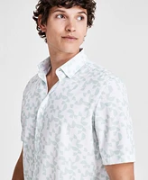 Alfani Men's Dot Print Short Sleeve Button Front Performance Shirt, Created for Macy's