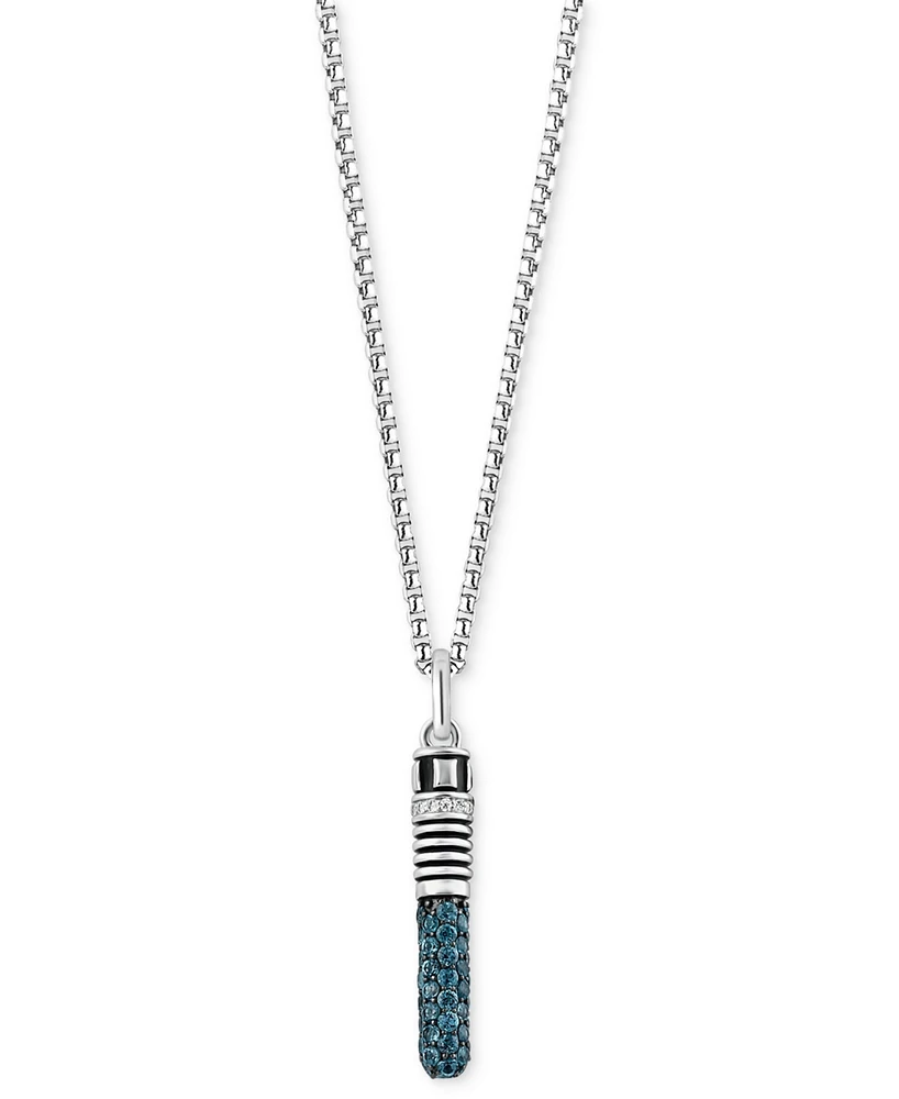 Wonder Fine Jewelry London Blue Topaz (1 ct. t.w.) & Diamond (1/20 ct. t.w.) Obi-Wan Kenobi Lightsaber 18" Pendant Necklace in Sterling Silver