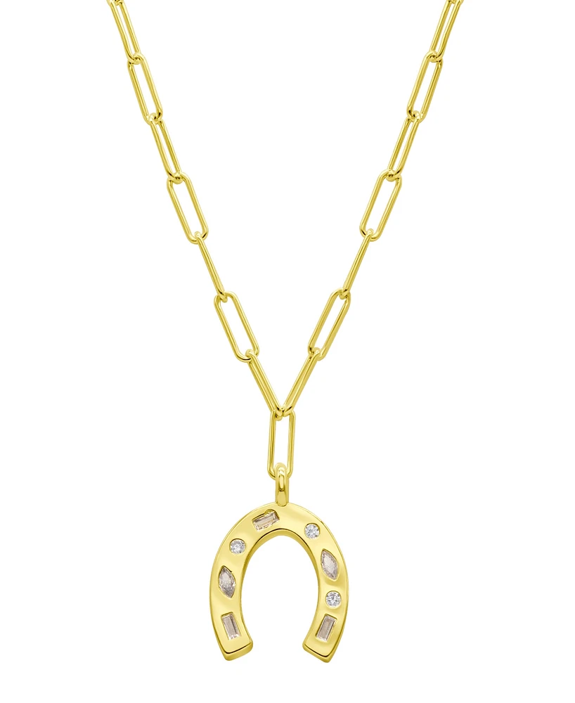 Adornia 14K Gold-Plated Paperclip Horseshoe Necklace