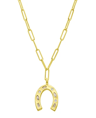 Adornia 14K Gold-Plated Paperclip Horseshoe Necklace