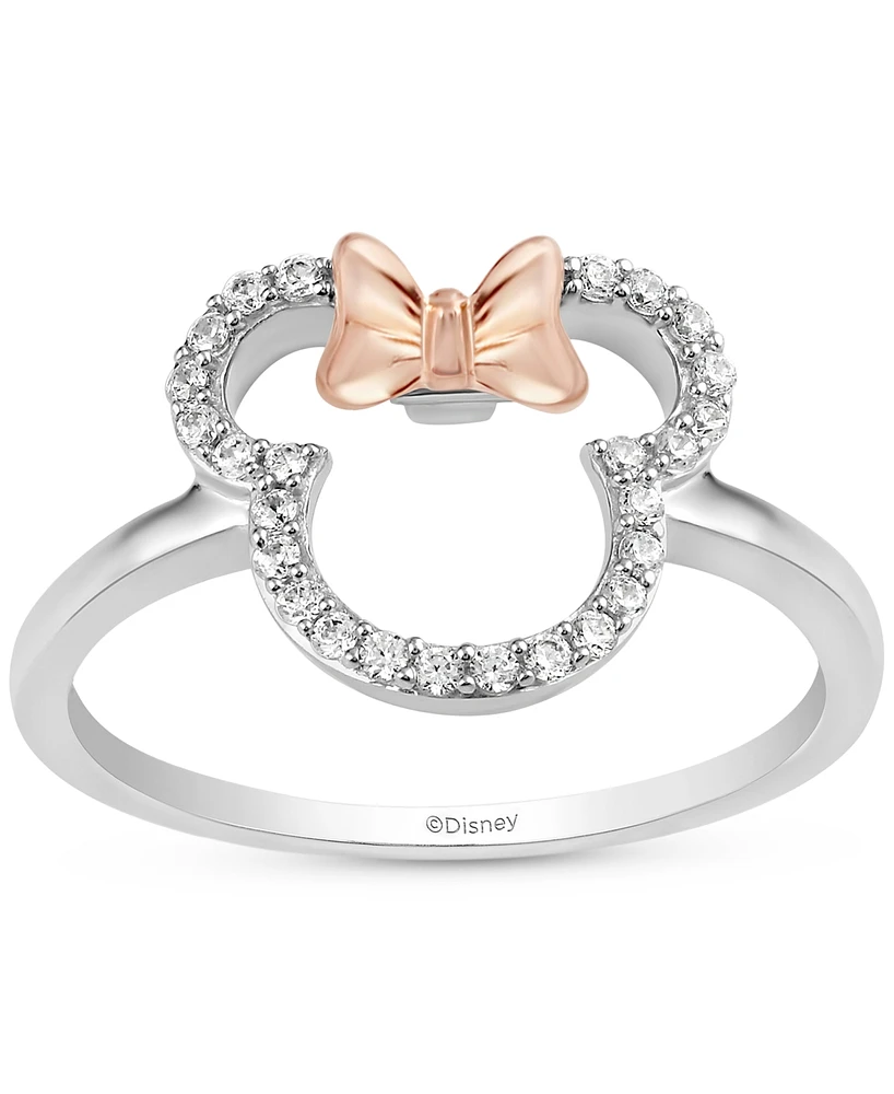 Wonder Fine Jewelry Diamond Minnie Mouse Silhouette Ring (1/6 ct. t.w.) Sterling Silver & Rose Gold-Plate -  Gold