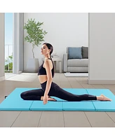 Slickblue 4-Panel Pu Leather Folding Exercise Mat with Carrying Handles
