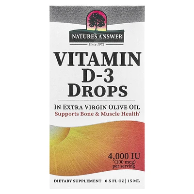 Nature's Answer Vitamin D-3 Drops 100 mcg (4 000 Iu) - 0.5 fl oz (15 ml)