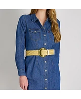 Levi's Women's Fully Adjustable Raffia Belt with Statement Buckle