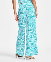 Bar Iii Women's Pleated Wide-Leg Smocked-Waist Pants, Created for Macy's