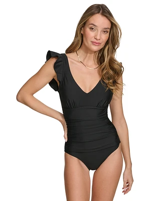 Dkny Women's Ruffle-Trim One-Piece Swimsuit