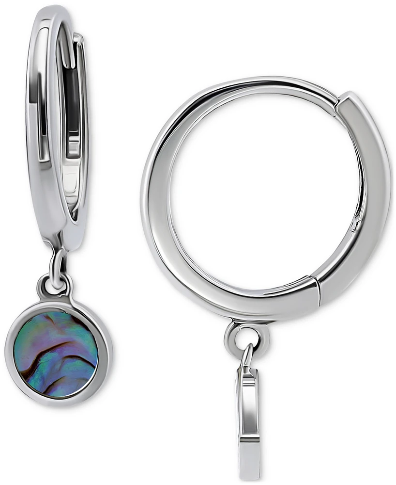 Giani Bernini Abalone Disc Dangle Hoop Drop Earrings in Sterling Silver, Created for Macy's