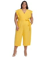 Tommy Hilfiger Plus Flutter-Sleeve Cropped Jumpsuit