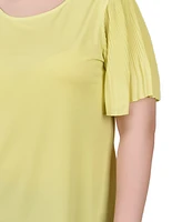 Ny Collection Petite Pleated-Sleeve Top