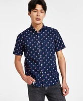 Public Art Men's Cotton Flamingo Party Printed Button Shirt