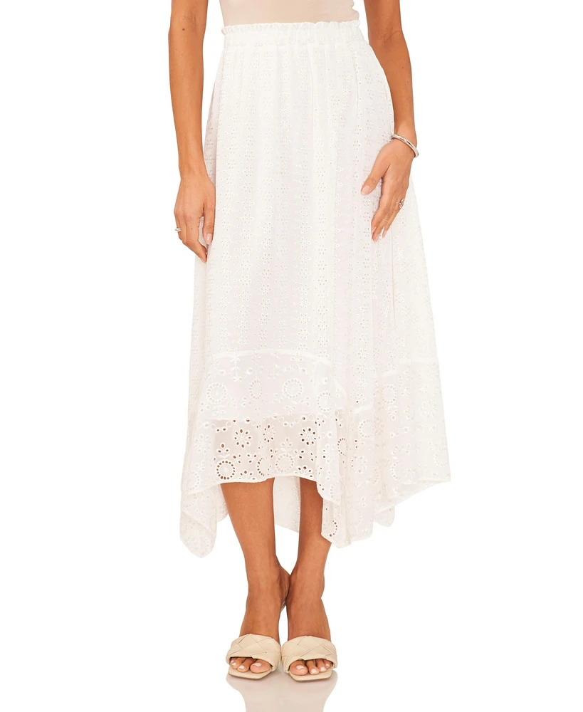 1.state Women's Smocked Waistband Lace Midi Skirt