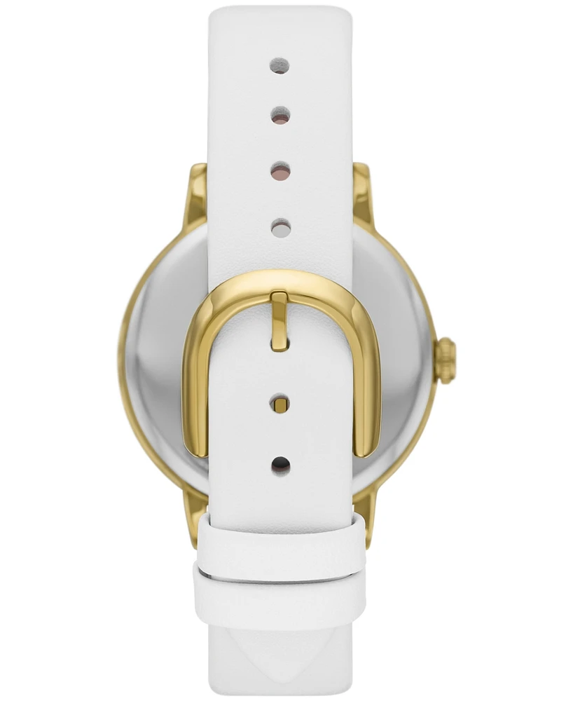 kate spade new york Women's Metro White Leather Watch 34mm