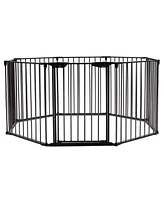 Slickblue Girls 8 Panel Metal Gate Baby Pet Fence Safe Playpen Barrier-Black