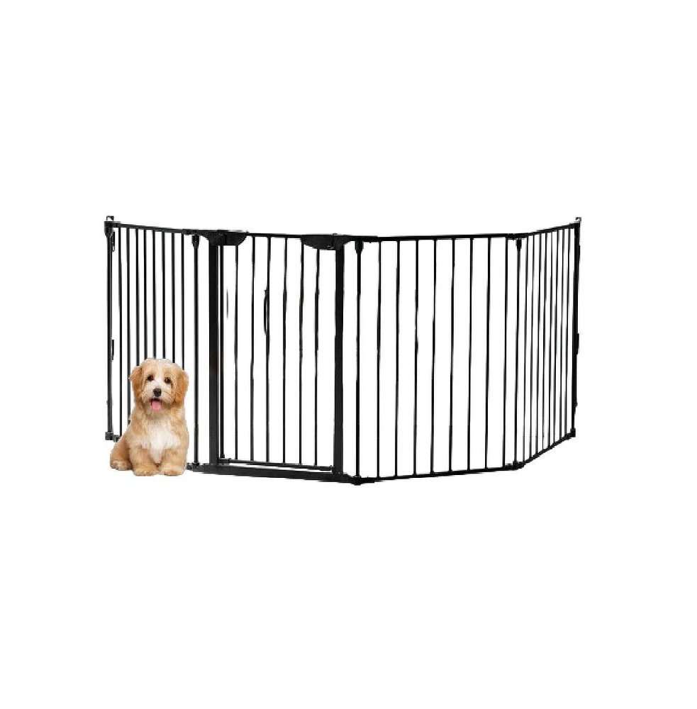 Slickblue Girls 6 Panel Metal Gate Baby Pet Fence Safe Playpen Barrier-Black