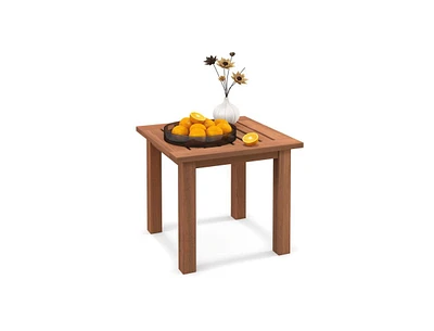 Slickblue Patio Hardwood Square Side Table with Slatted Tabletop