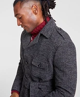 Tayion Collection Men's Classic-Fit Birdseye Grey Overcoat