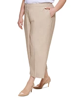 Calvin Klein Plus 100% Linen Cropped Wide-Leg Pants