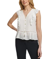 Tommy Hilfiger Women's Ruffled Ladder-Trim Blouse