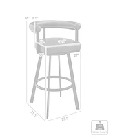 Armen Living Magnolia 30" Swivel Bar Stool in Brushed Stainless Steel with Faux Leather