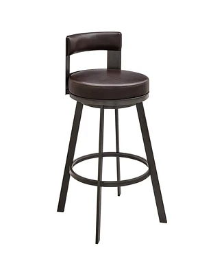 Armen Living Flynn 26" Swivel Counter Stool in Metal with Faux Leather