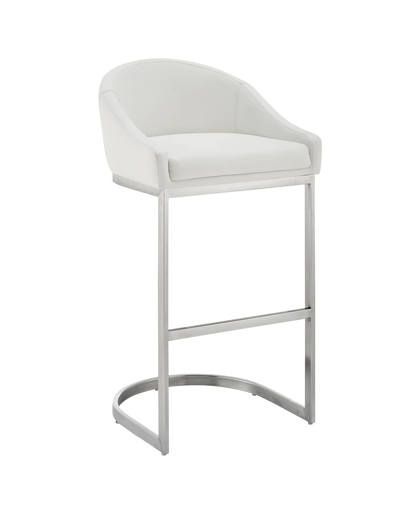 Armen Living Katherine 30" Bar Stool in Brushed Stainless Steel with Faux Leather