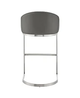 Armen Living Katherine 26" Counter Stool in Brushed Stainless Steel with Faux Leather