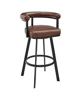 Armen Living Magnolia 26" Swivel Counter Stool in Metal with Faux Leather