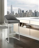 Armen Living Katherine 26" Counter Stool in Brushed Stainless Steel with Faux Leather