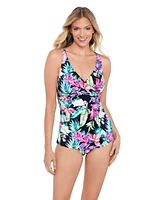 Women's ShapeSolver Cross Over Sarong One-Piece Swimsuit