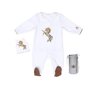 Royal Baby Collection Horse Print Organic Cotton Gloved Footed Coverall With Hat Gift Box