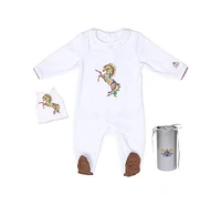 Royal Baby Collection Baby Royal Baby Horse Print Organic Cotton Gloved Footed Coverall With Hat in Gift Box